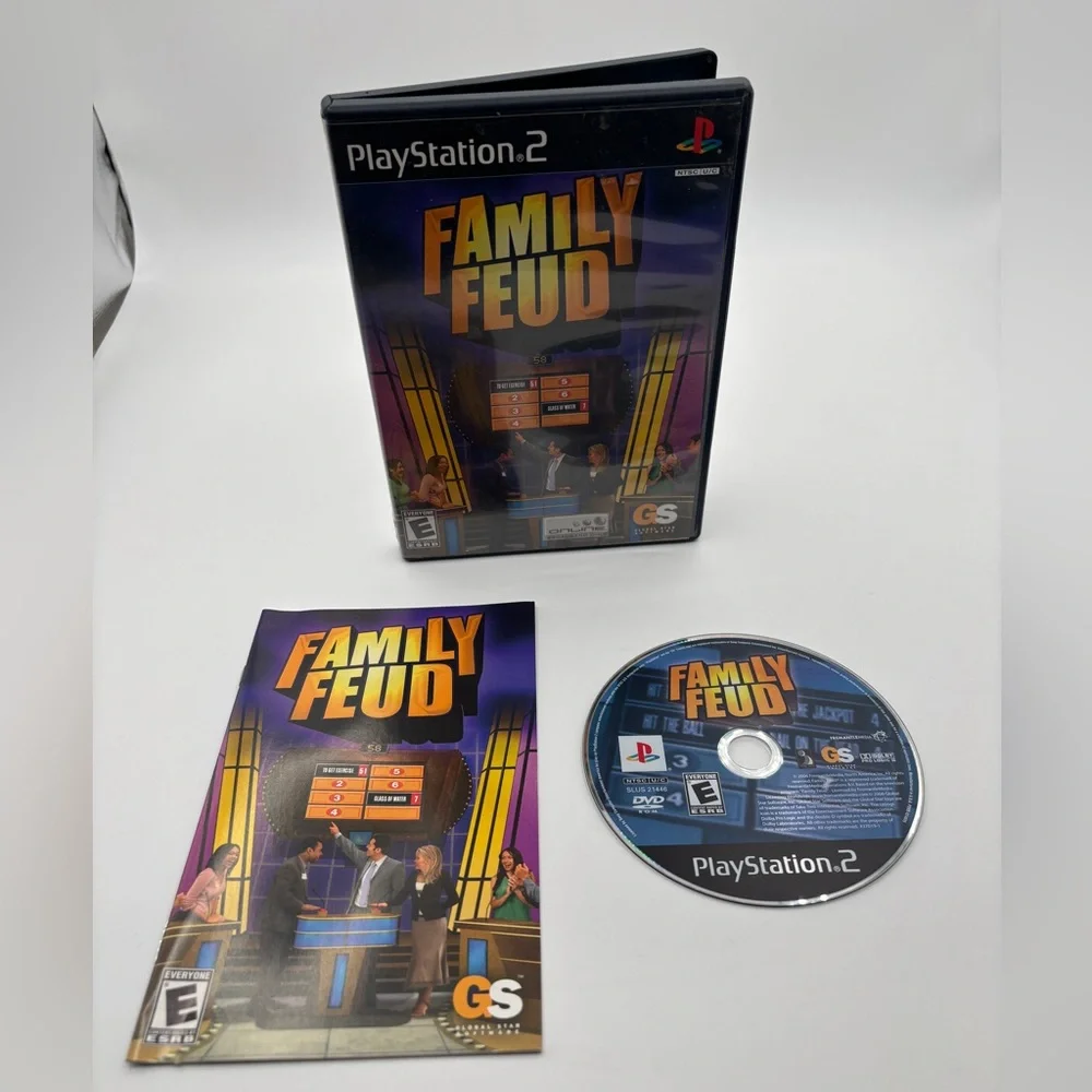 Sony PlayStation 2 Family Feud Game - Black and Purple Case